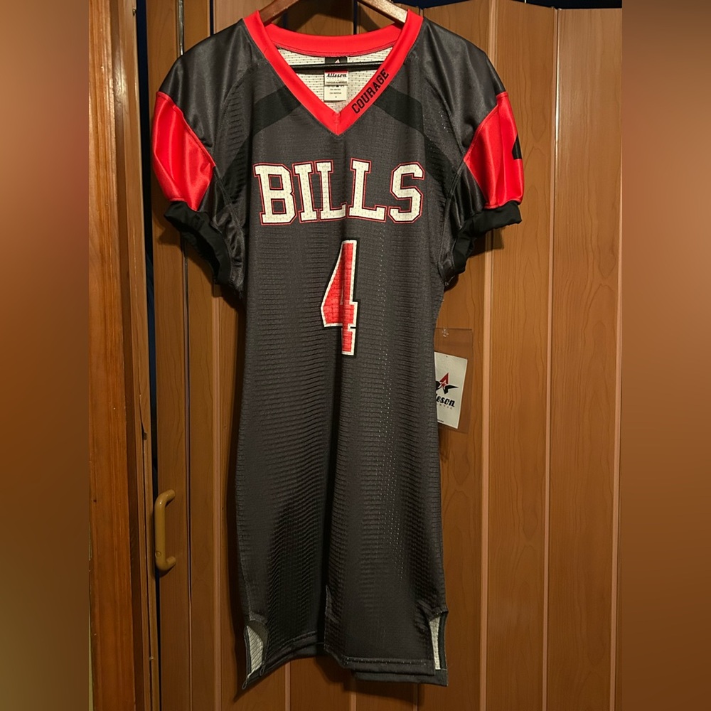 Alleson medium Bills #4 unisex red & black football jersey NWT